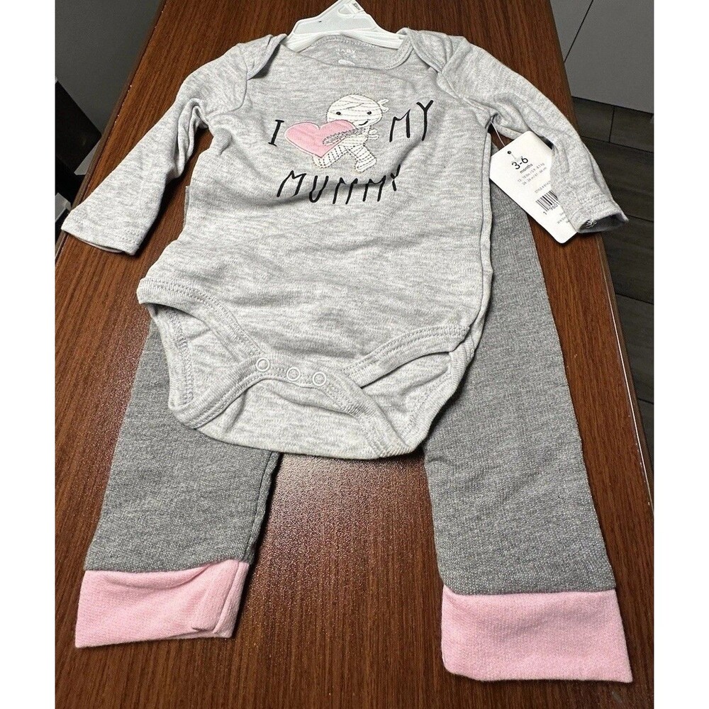 NWT Bon Bebe 2pc Halloween “I 💗My Mummy” bodysuit and pants set. Size3-6 mths
